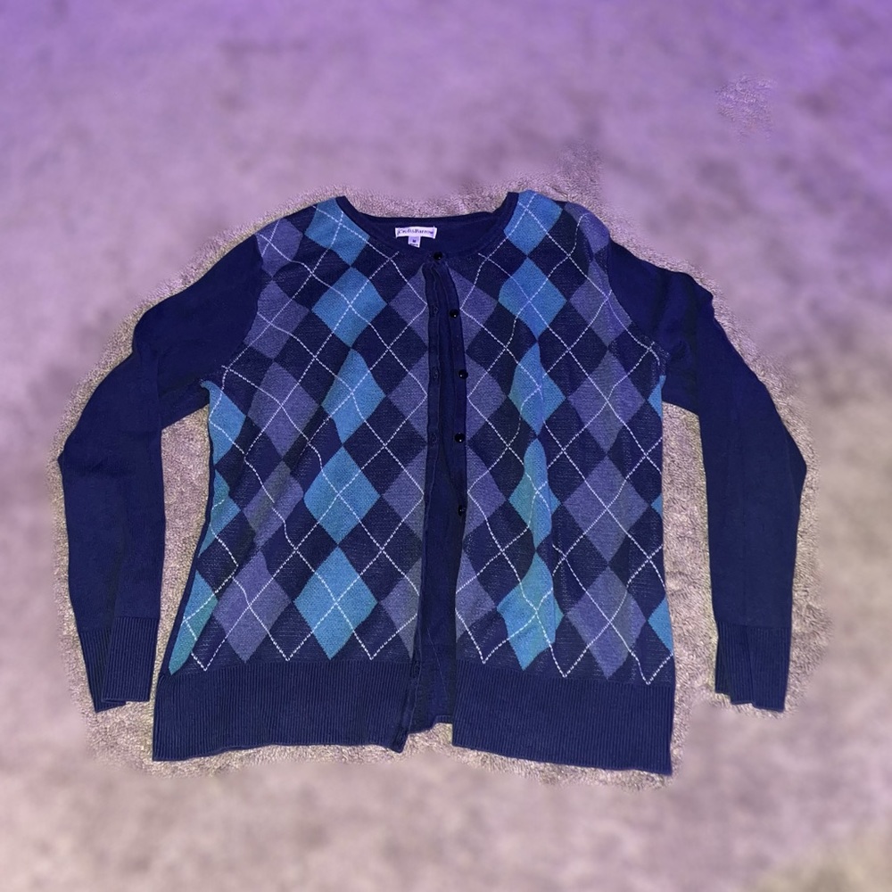 Blue Diamond Button-up Cardigan